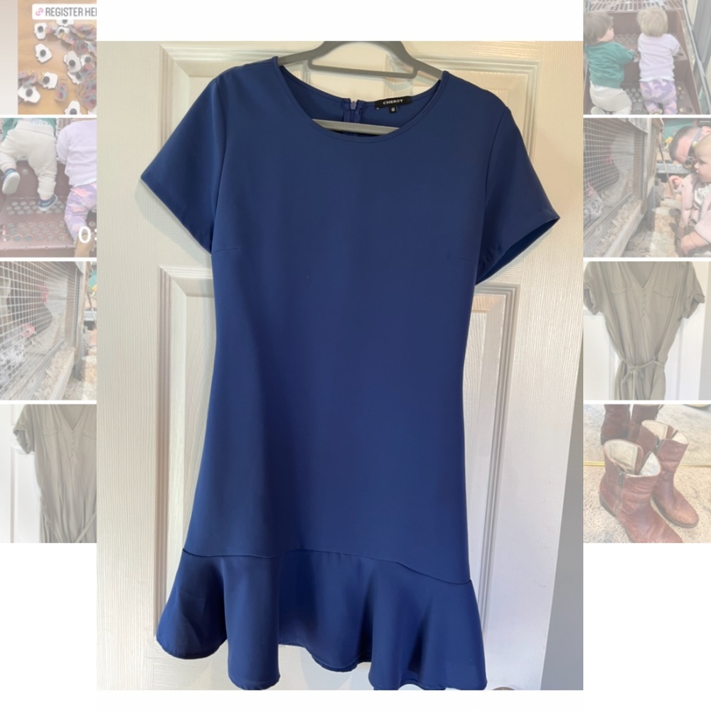 Blue shift dress tailored